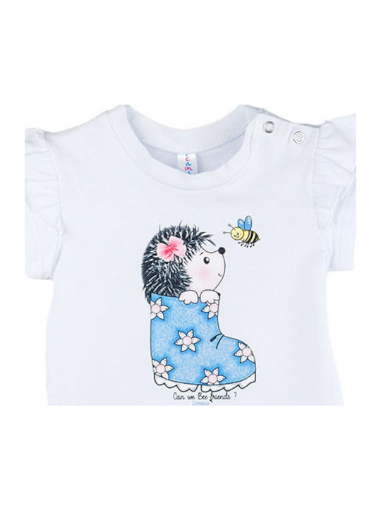 Kids Clothing Set with Shorts Summer 2 Pieces White Porcupine