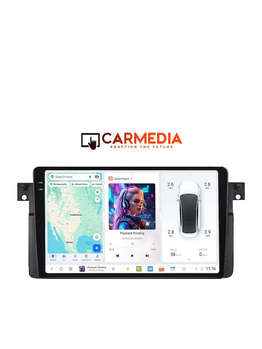 Carmedia Car Audio System for BMW Series 3 (E46) 1998-2005 (Bluetooth/USB/WiFi/GPS/Apple-Carplay/Android-Auto) with Touch Screen 9"