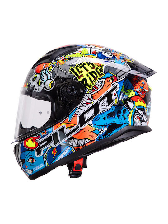 Pilot Flex Streetbomb Black/Yellow Motorcycle Helmet Full Face ECE 22.06 1450gr