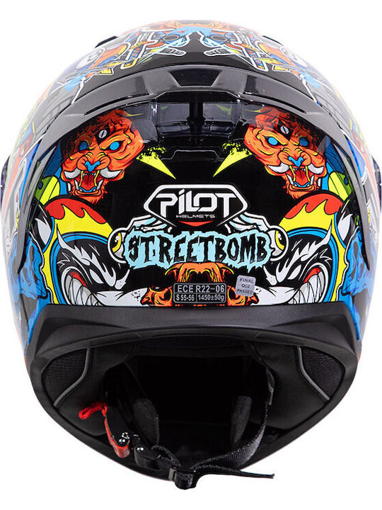 Pilot Flex Streetbomb Black/Yellow Motorcycle Helmet Full Face ECE 22.06 1450gr