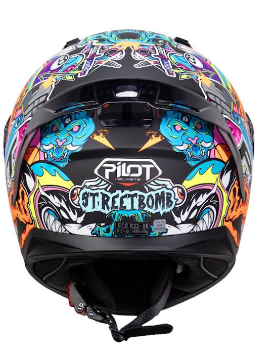 Pilot Flex Streetbomb Black/Red Κράνος Μηχανής Full Face ECE 22.06 1450gr