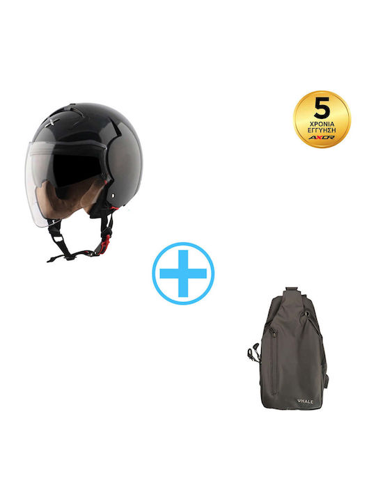 Axor Striker Matt Black Motorradhelm Jet ECE 22.06 1150gr mit Sonnenblende