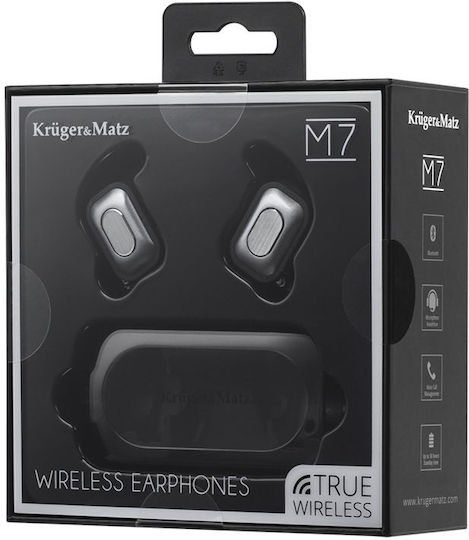 Kruger & Matz M7 In-ear Bluetooth Handsfree Ακουστικά με Θήκη Φόρτισης Μαύρα
