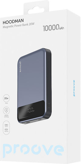 Proove Hoodman MagSafe Външна Батерия 10000mAh 20W с USB-C Изходен Порт Power Delivery Сива