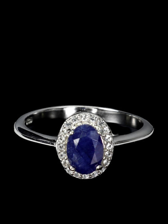 Delicate 925 Ring Natural Blue Sapphire Cubic Zirconia Size 14
