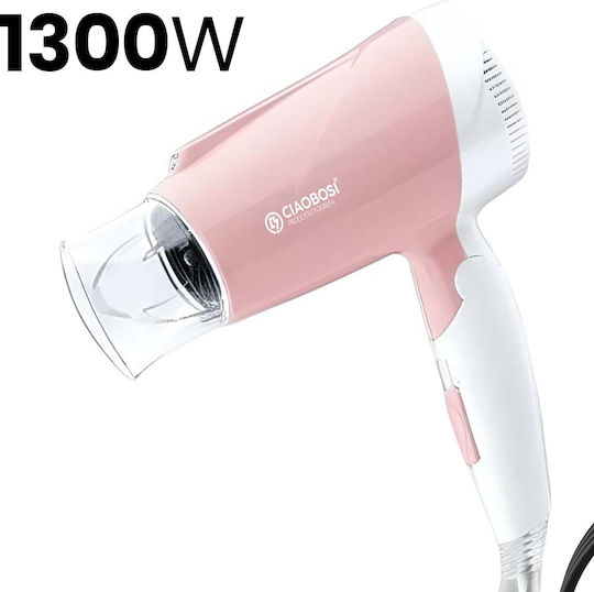 Avizar Компактен 1300w Йоничен Сешоар 3 Настройки Бързо Сушене Бял Розов