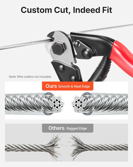 Vevor Wire Rope Set 2 Mm Thickness 35.1 M Length Stainless Steel 304 Cable 2 Kn Breaking Strength 7 X 7 Strand Construction Steel Cable Railing System Garden Lights