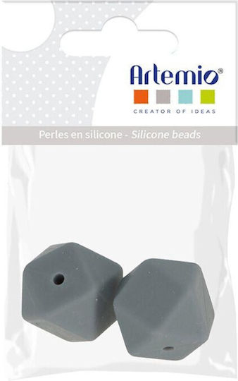 Χάντρες Σιλικόνης Artemio 17mm Εξάγωνο Γκρι 2τμχ