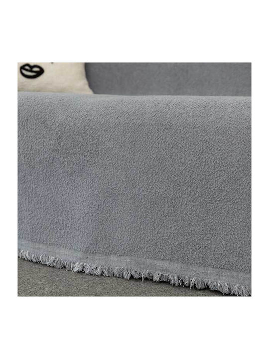 SpitiBazaar Σετ Ριχτάρια 3τμχ Chenille Γκρι Σκούρο