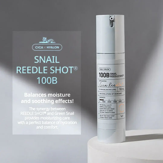 VT Cosmetics Snail Reedle Shot 100B Feuchtigkeitsspendend Serum Gesicht mit Schneckensekret & Niacinamid 50ml