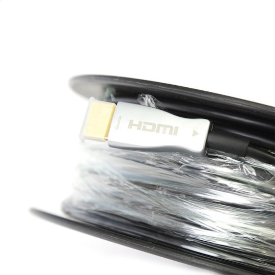 Omega Optisches Schwarzes Rollenkabel HDMI-Stecker - HDMI-Stecker 50m Schwarzes