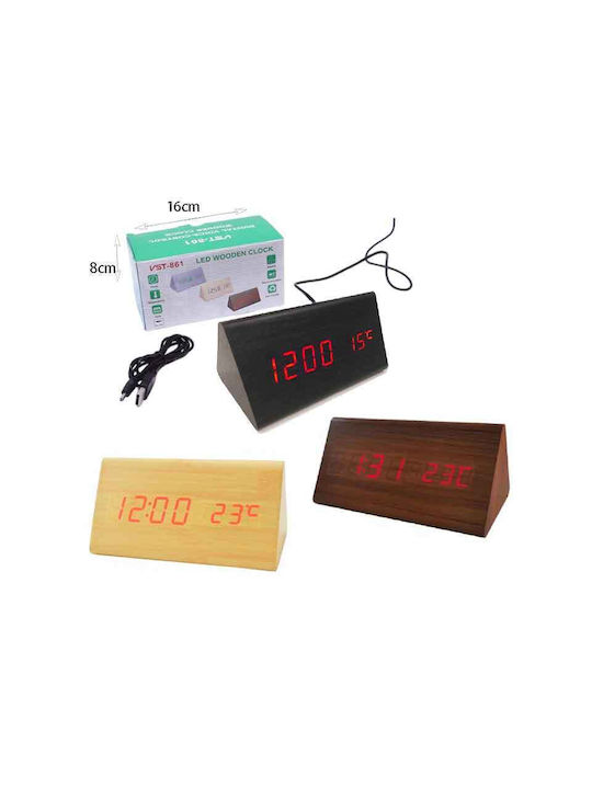 Dsplay Tischuhr Digital LED Holz mit Wecker TOPF-181916 Verschiedene Farben