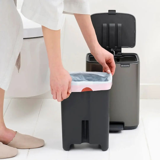 Brabantia Bo Pedal Plastic Waste Bin with Pedal Grey 7lt