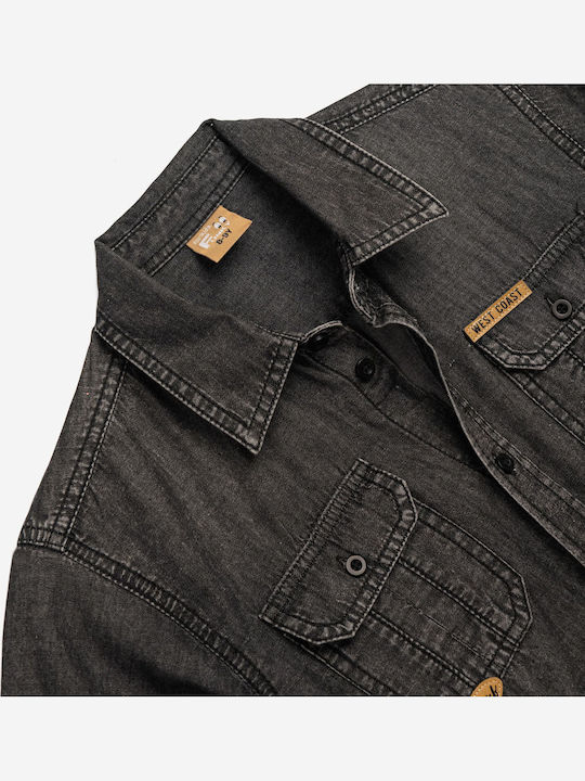 Kids Shirt Short Sleeve Denim Black