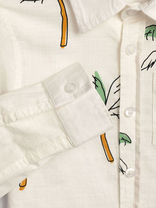 Kids Shirt Long Sleeve Linen Ecru