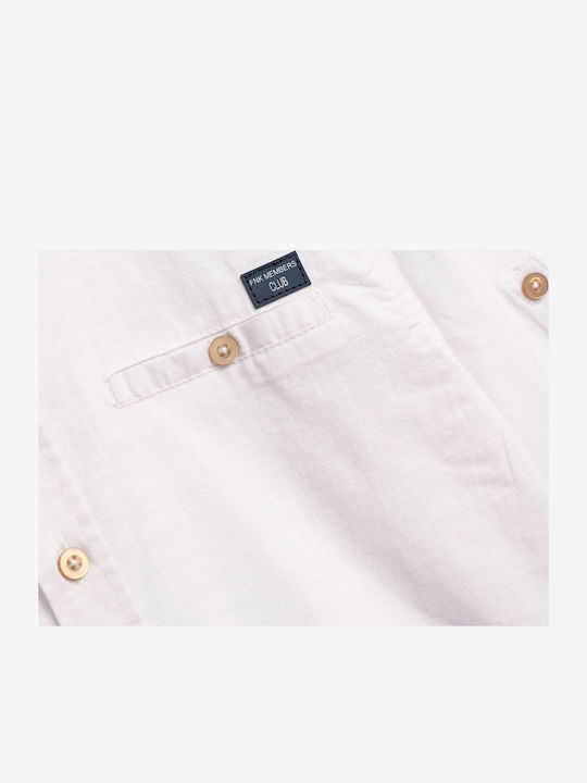 Kids Shirt Long Sleeve Linen White
