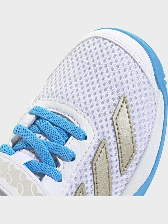 Courtflash Kids Sports Tennis Shoes with Hoop & Loop Closure White
