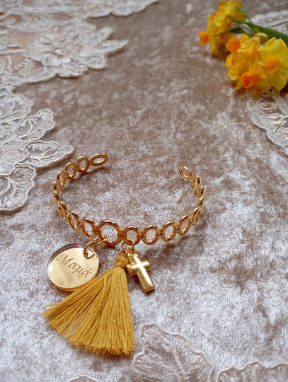 By Anastasia's Art Creations Taufe Anhänger Armband Gold 1 Stück