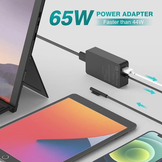 Surface 65w Φορτιστής Καλώδιο – Συμβατός Surface Pro Surface Laptop Surface Go & Surface Book Usb Port