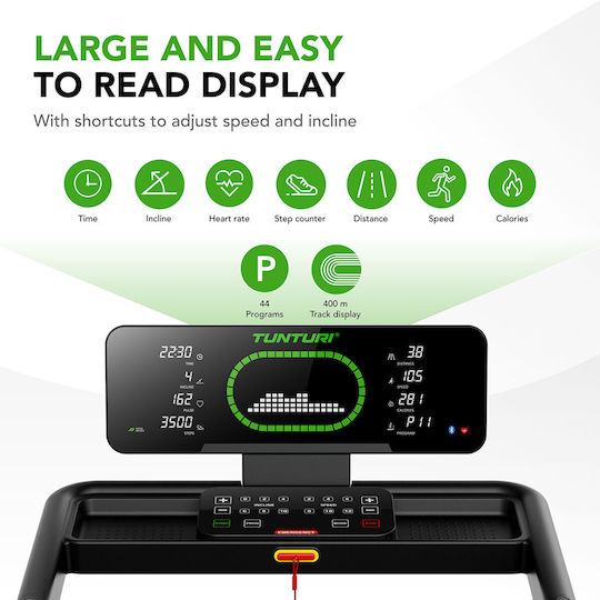 Tunturi 3hp Electric Foldable Treadmill for User up to 130kg