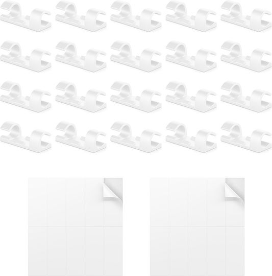 Set 20 White Self-adhesive Cable Holders Mk5535 Deleycon