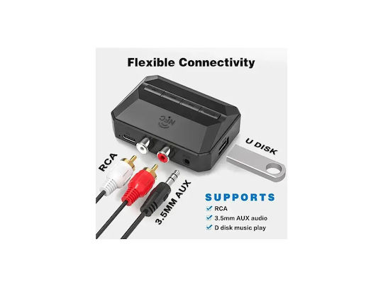 Nordic Bluetooth 5.3 2-in1 Receiver Rca 3.5mm Aux Microsd Wireless Audio Adapter Nfc Black