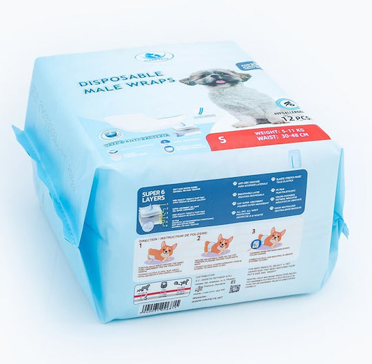 3 X 12 Bucăți Clean Pets Scutece Pentru Câini Masculi Mărime Mică S 30-48 Cm