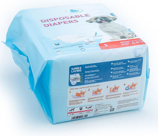 3 X 12 Bucăți Clean Pets Scutece Femelă Câini De Talie Mică S 30-48 Cm
