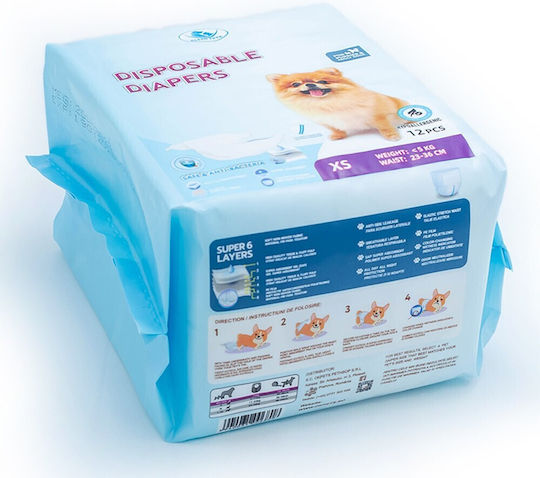 3 X 12 Bucăți Clean Pets Scutece Pentru Cățele Foarte Mici Xs 23-36 Cm