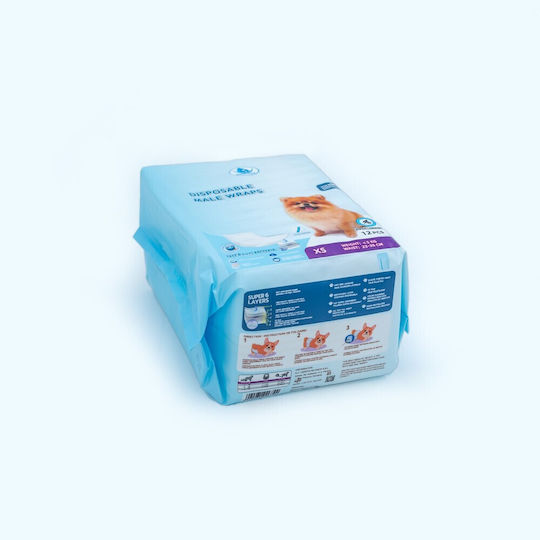 3 X 12 Bucăți Clean Pets Scutece Pentru Câini Masculi Foarte Mici Mărimea XS 23-36 Cm