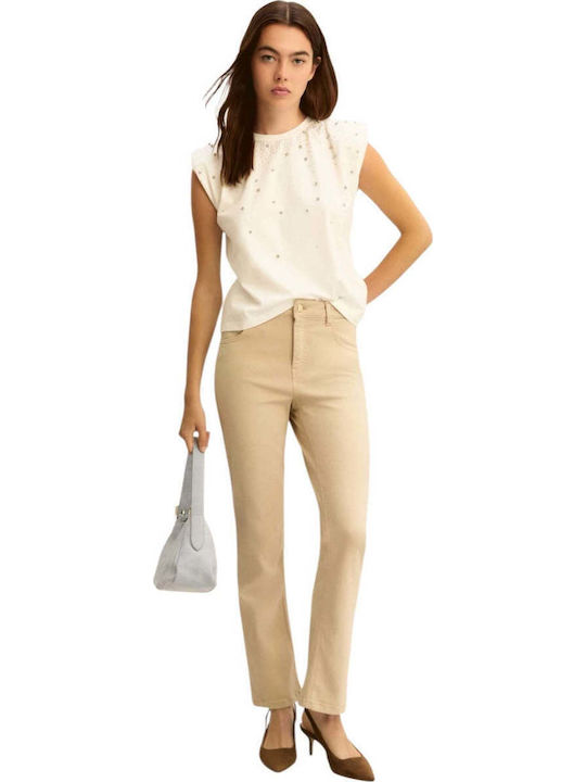 Damen Bluse Ärmellose Weiß