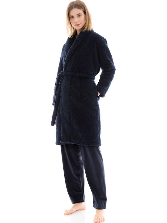Pink Label Winter Women's Fleece Robe Beige