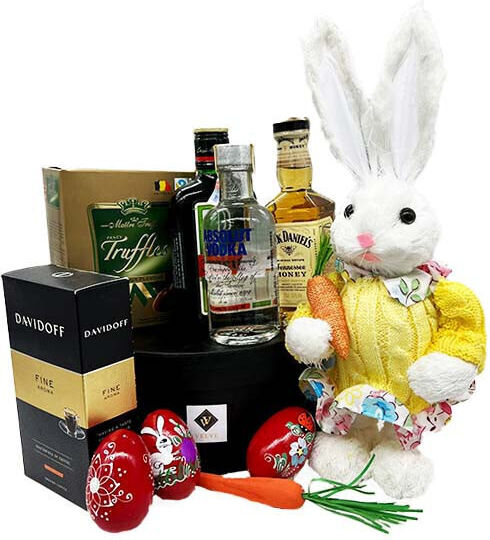 Пакет Happyeaster Декоративен Заек Jack Daniels Absolut Vodka Jagermeister Трюфели Davidoff Кафе