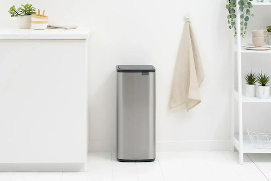 Brabantia Кошче Bo Touch за Боклук от Неръждаема Стомана Тласък Сиво 30л