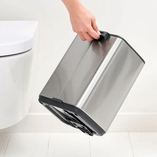 Brabantia Bo Pedal Waste Bin Made of Stainless Steel with Grey Pedal 7lt