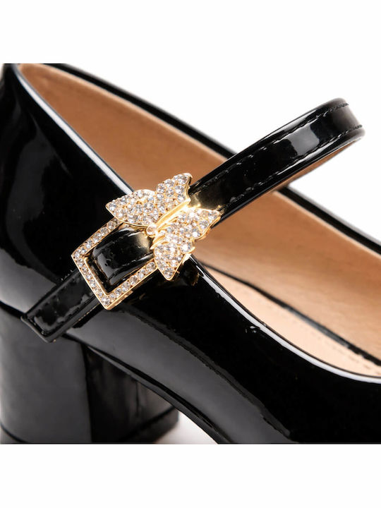 Kids Ballerinas with Adjustable Metal Clasp Black