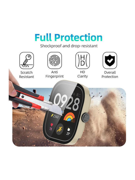 Redmi Watch 4 Xdfind Gehärtete Folie Integrierter Pc Watch Schutzabdeckung Elfenbein