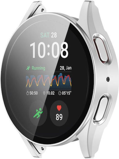 Samsung Galaxy Watch 7 40 mm Gehärtete Displayschutzfolie Integrierter Wasserdichter Pc Uhren Schutzabdeckung Silber