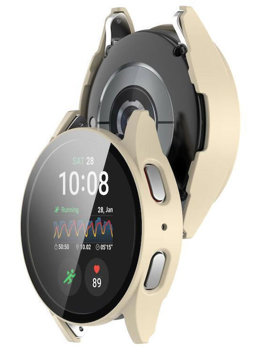 Samsung Galaxy Watch 7 40mm Tempered Film Integrated Waterproof Pc Watch Protective Cover Ivory