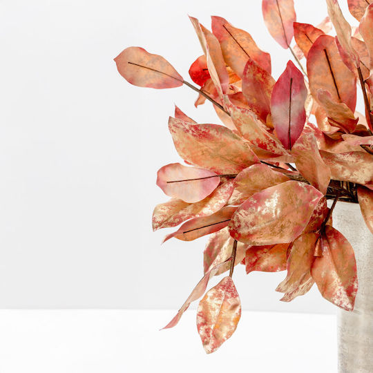 Magnolia Leaves Κλαδι Τεχνητο Υφασμα Pvc Χρυσο Μπορντω 74 Σετ 12 Τμχ 030779 Υφασμα Pvc