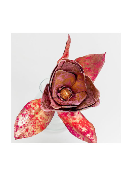 Magnolia Artificial Flower Fabric PVC Burgundy Gold 58 Set 12 Pieces 030775 Fabric PVC