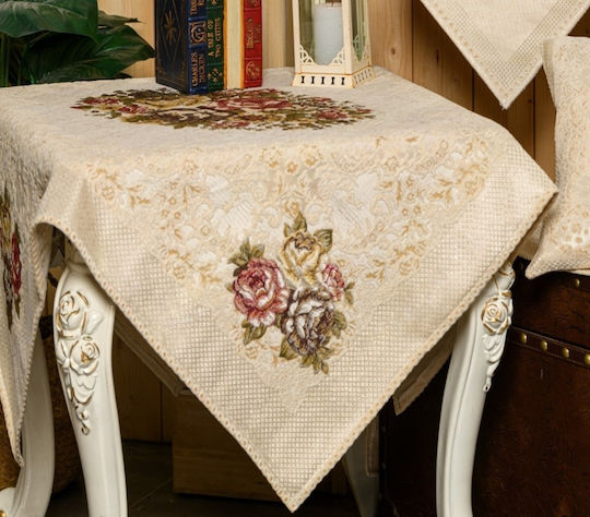 Liolios Home Checkered with Embroidery Cream 140x140cm