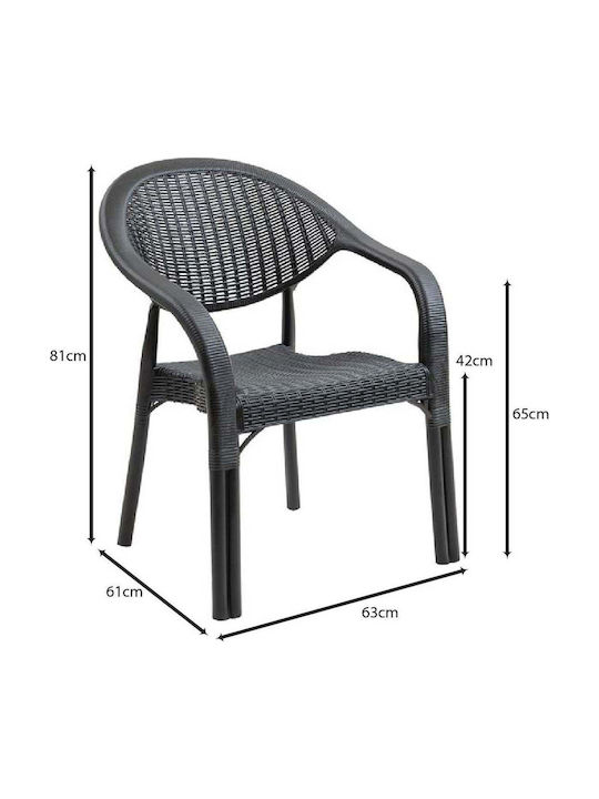 Outdoor Chair Bamboo Bamboo Pro Anthracite E3032,3 63x61x81cm
