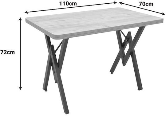 Vertex Dining Room Table Wooden with Metal Frame Black Marble Effect 110x70x72cm