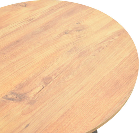 Rogue Round Table Kitchen Wooden with Metal Frame Natural Shade 70x70x72cm