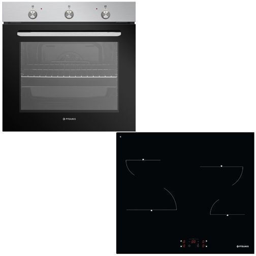 Pyramis PO78021008PIX + PHC62410FMB Over Counter Oven 78lt with Ceramic Hobs W59.5cm.