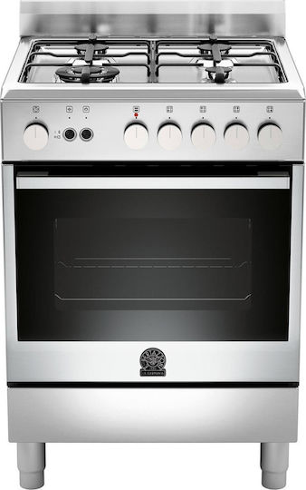 La Germania RI6 4C 61T C X GN Herd 56Es mit Erdgas-Kochfeldern B59.5cm. Inox