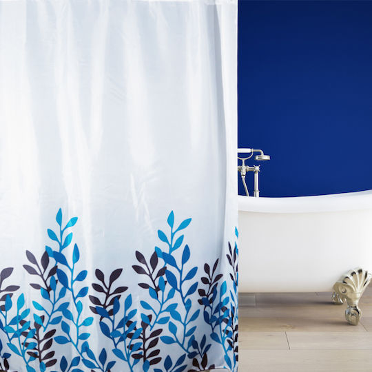 San Lorentzo Shower Curtain Fabric 180x200cm Blue Leaves