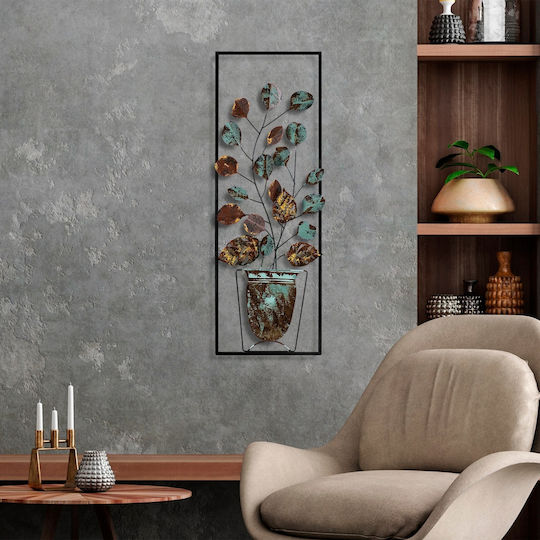 Wallity Διακοσμητικό Τοίχου Alder Καφέ από Μέταλλο 90x4x32cm