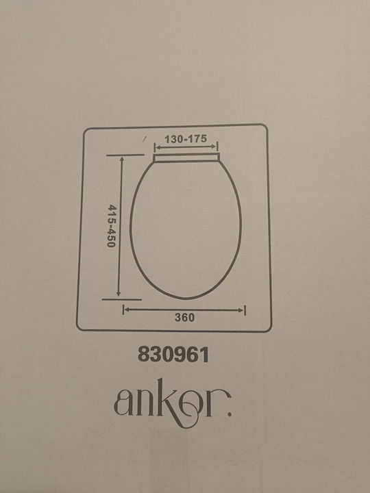 Ankor Καπάκι Λεκάνης Soft Close Πλαστικό 44x36cm Λευκό